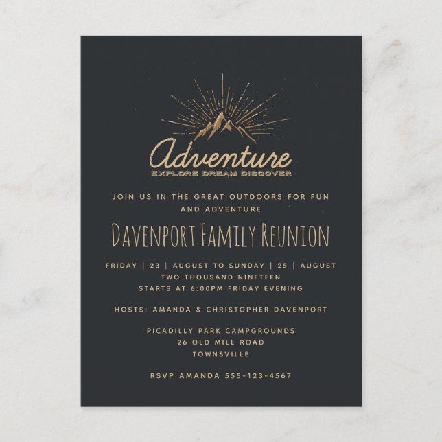 Mountain Adventure Rustic Family Invitation de réu (Devant)