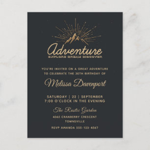 Mountain Adventure Rustique Invitation de fête d'a