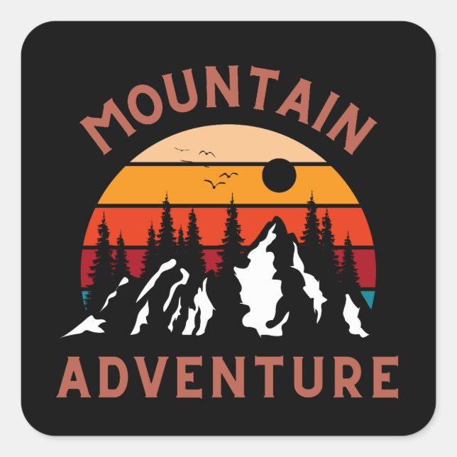 Mountain Adventure Square Sticker (Front)