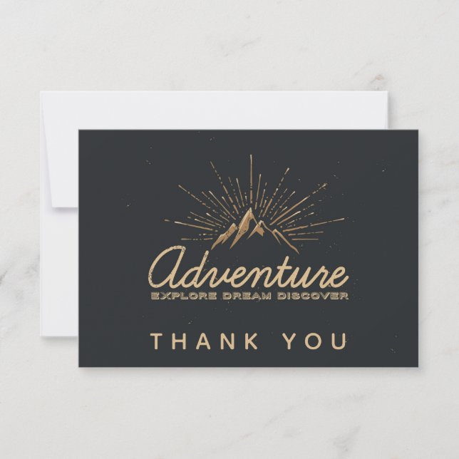 Mountain Adventure Typography Thank You Card (Front)