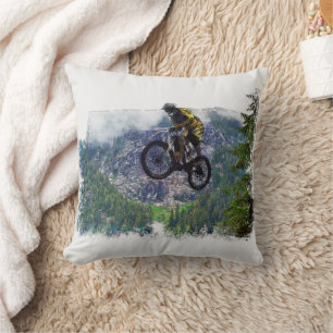 Mountain Air BMXer - BMX Rider Throw Pillow
