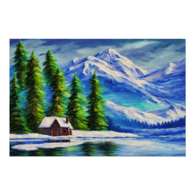 Mountain and Cabin Poster (Front)