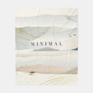 mountain and golden line arts background. Oriental Fleece Blanket