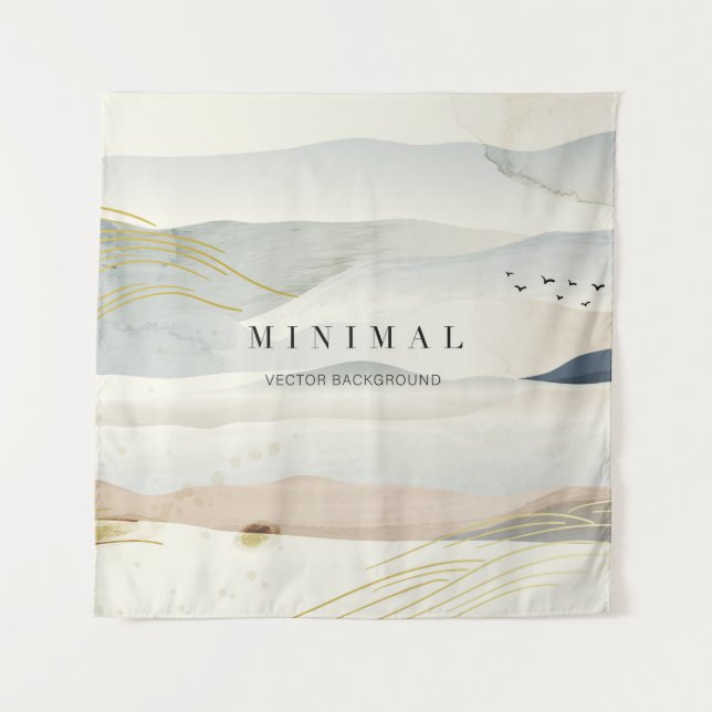 mountain and golden line arts background. Oriental Tapestry (Front)