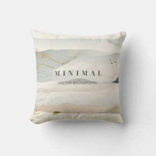 mountain and golden line arts background. Oriental Throw Pillow