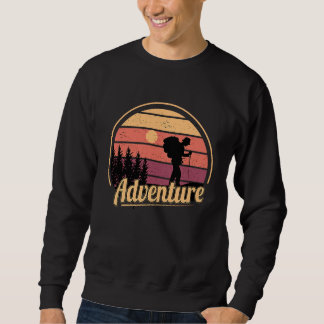 Mountain and Lake Adventure Retro Sunset Hiking &  Sweatshirt