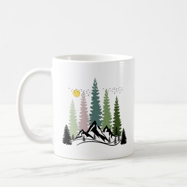 MOUNTAIN AND TREES CALM NATURE COFFEE MUG (Left)
