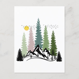 MOUNTAIN AND TREES CALM NATURE POSTCARD
