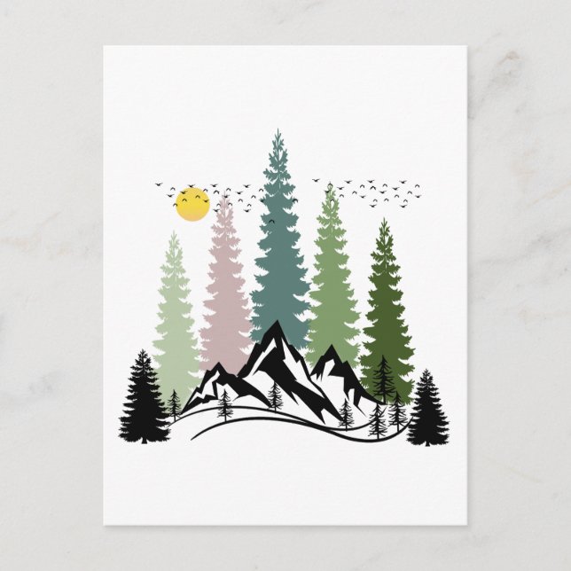 MOUNTAIN AND TREES CALM NATURE POSTCARD (Front)
