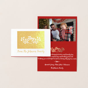 Mountain Ash Joy Script Photo Red Gold Baby White Foil Card