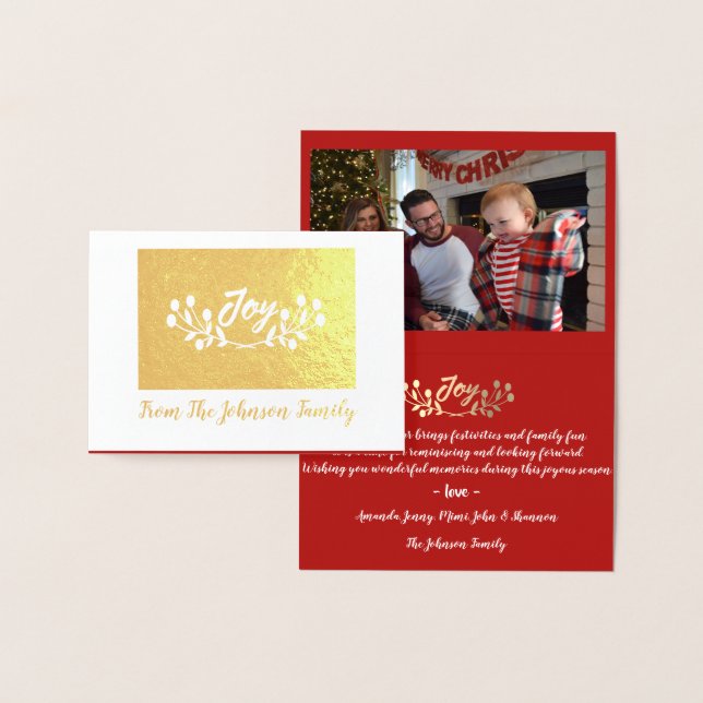 Mountain Ash Joy Script Photo Red Gold Baby White Foil Card (Display)