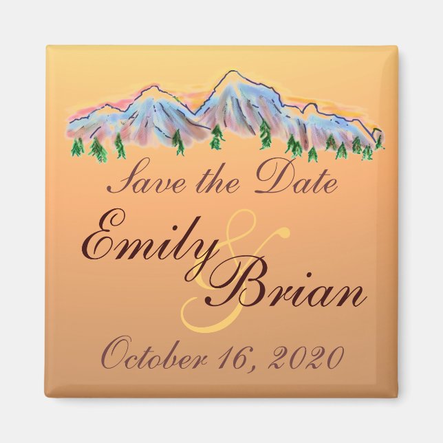 Mountain autumn theme save the date magnets (Front)