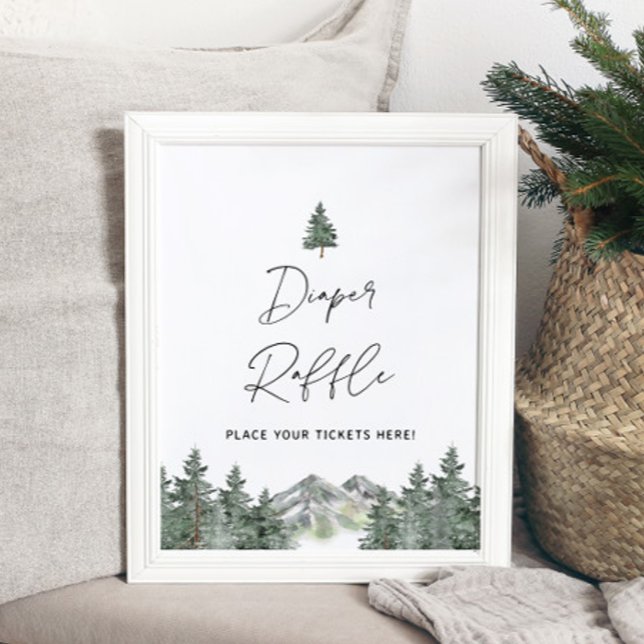 Mountain Baby Shower Diaper Raffle Ticket Sign (Creator Uploaded)