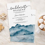 Mountain bachelorette party weekend illustration invitation<br><div class="desc">Plan the perfect bachelorette party program weekend and itinerary for a weekend in the mountains and snow  with hand painted mountain,  with a modern and cool font script. perfect winter destination travel party weekend!</div>