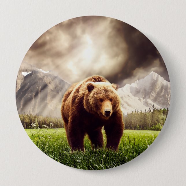 Mountain Bear 4 Inch Round Button (Front)