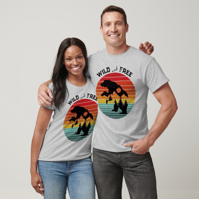 Mountain Bear Silhouette Retro Wild Free T-Shirt (Unisex)