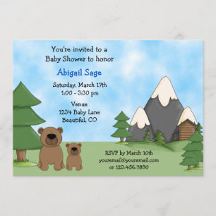 Mountain Bears Baby Shower Invitations for Boys