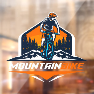 Mountain Bike Adventure White Bike Shop Window Cling