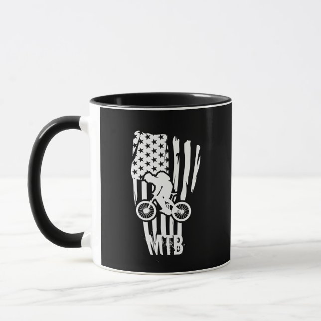Mountain Bike American Flag Mtb Patriotic Mug (Left)