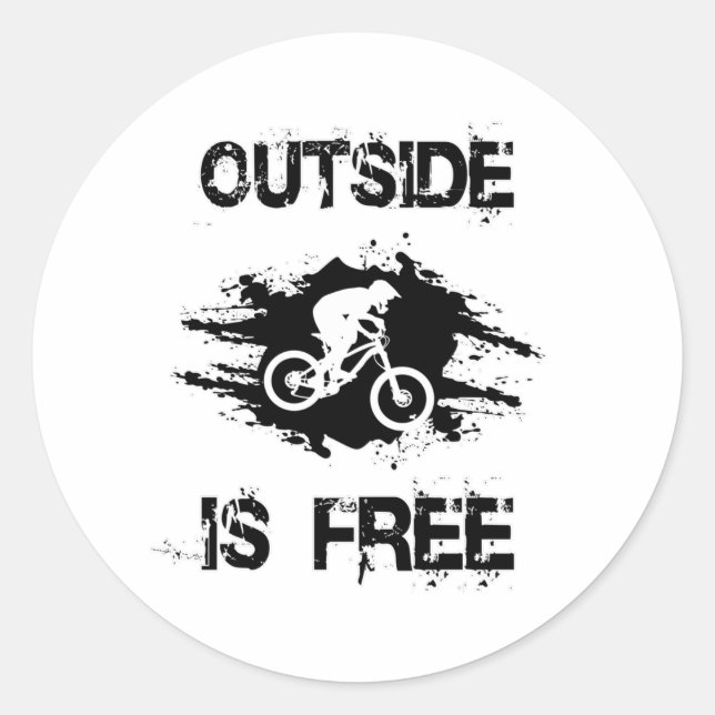 Mountain Bike Biking MTB Cycling Bicycle Gift Idea Classic Round Sticker (Front)