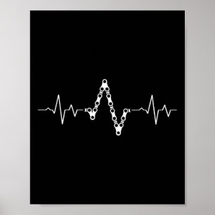 Mountain Bike Chain Heartbeat Mtb Shirt Gift  Poster