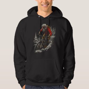 Mountain Bike Christmas Cyclist Downhill Biking MT Hoodie