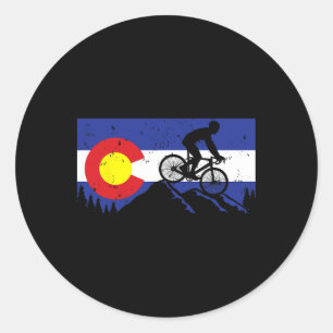 Mountain Bike Colorado's Biking Vintage Flag- Mtb  Classic Round Sticker