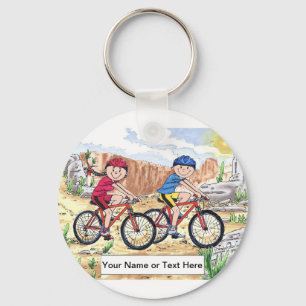 Mountain Bike Couple Cartoon Keychain