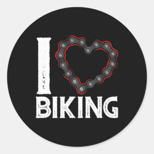 Mountain Bike Cycling Bicycle I Love Biking  Classic Round Sticker
