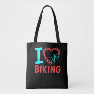 Mountain Bike Cycling Bicycle  I Love Biking Tote Bag