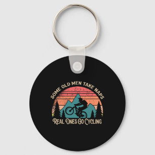 Mountain Bike Cycling Bicycle Old Men Biking Keychain