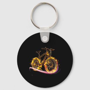 Mountain Bike Cycling Sports Cool Flame Biking Tee Keychain