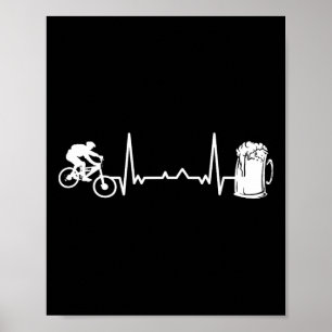 Mountain Bike Downhill - Heartbeat Ekg Bicycle Bik Poster