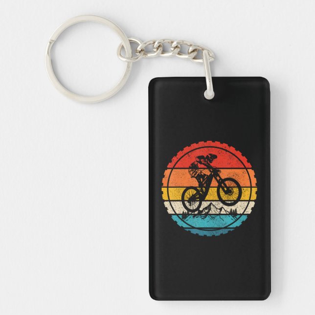 Mountain Bike Downhill MTB Mountain Biker Biking Keychain (Front)