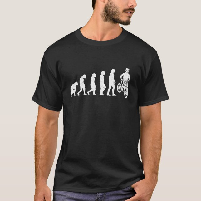 Mountain Bike Evolution To Modern Man MTB Bike Bic T-Shirt (Front)