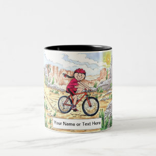 Mountain Bike - Female Cartoon  Two-Tone Coffee Mug