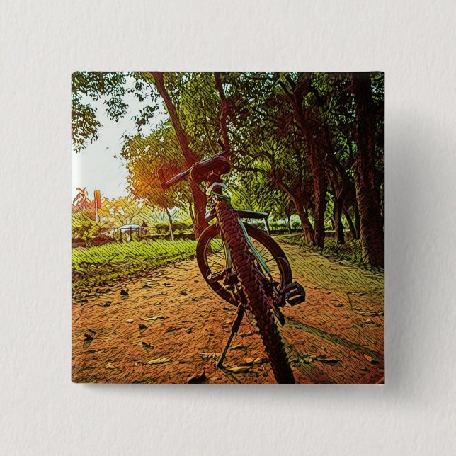 mountain bike gifts 2 inch square button (Front)