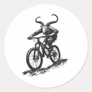 Mountain Bike Goat Mtb Enduro Biker Downhill Bikin Classic Round Sticker