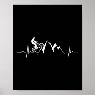 Mountain Bike Heartbeat Apparel Biking Biker Gift Poster