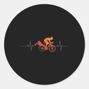 Mountain Bike Heartbeat Funny Biking _1 Classic Round Sticker
