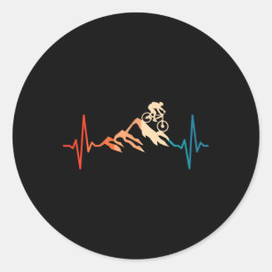 Mountain Bike Heartbeat Mtb Biking Cycling Bike Ri Classic Round Sticker