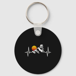 Mountain Bike Heartbeat Mtb Biking Cycling Bike Ri Keychain
