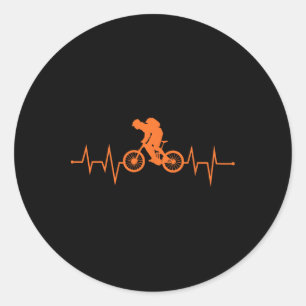 Mountain Bike Heartbeat Mtb Rider Mountain Biking Classic Round Sticker