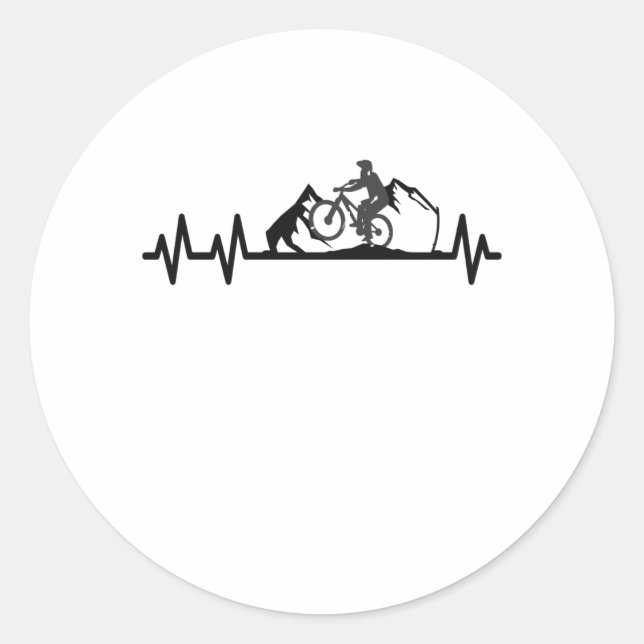 Mountain Bike Heartbeat Pulse Cyclist Classic Round Sticker (Front)