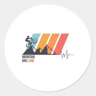 Mountain Bike Love Heartbeat Off-road Cycle Trail Classic Round Sticker