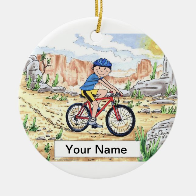 Mountain Bike - Male Ceramic Ornament (Front)