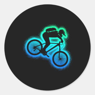 Mountain Bike Mtb Biker Kids Men Boys Downhill Bik Classic Round Sticker