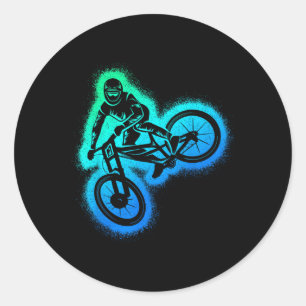 Mountain Bike Mtb Cycling Men Kids Boys Downhill B Classic Round Sticker