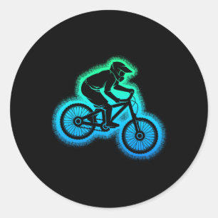 Mountain Bike Mtb Downhill Biker Children Boys Classic Round Sticker