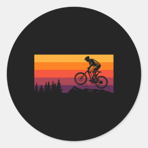 Mountain Bike Mtb Downhill Clic Vintage Biking Classic Round Sticker